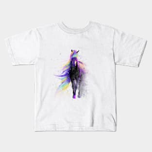 Magical Horse Wandering Through Star-Lit Fields of Space Dust Kids T-Shirt